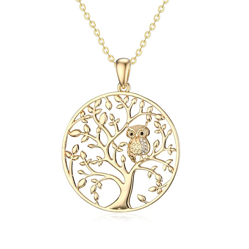Tree Of Life Necklace Crystal Bird Owl Pendant