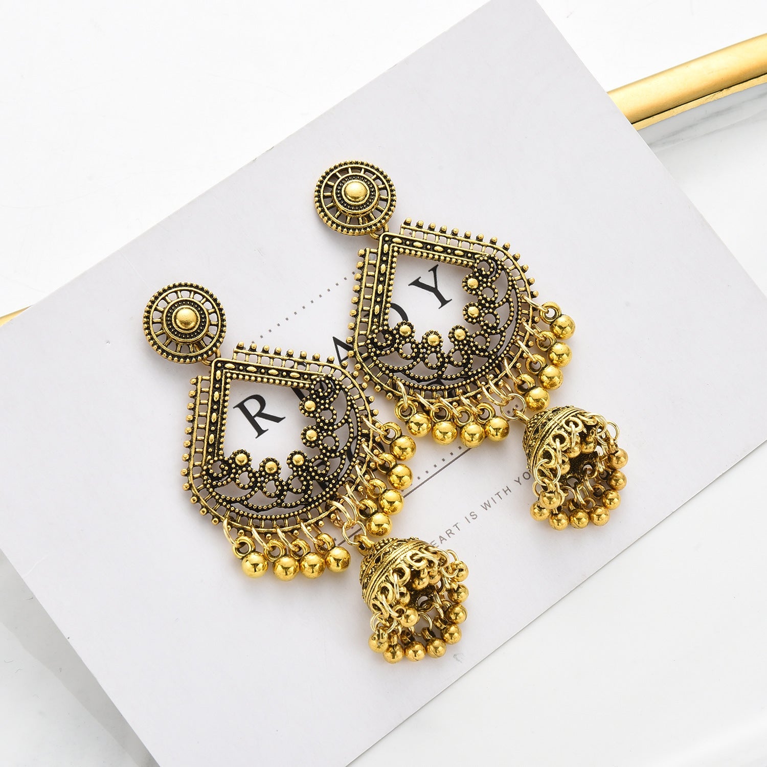 Bell Tassel Earrings Diamond Lens Earrings