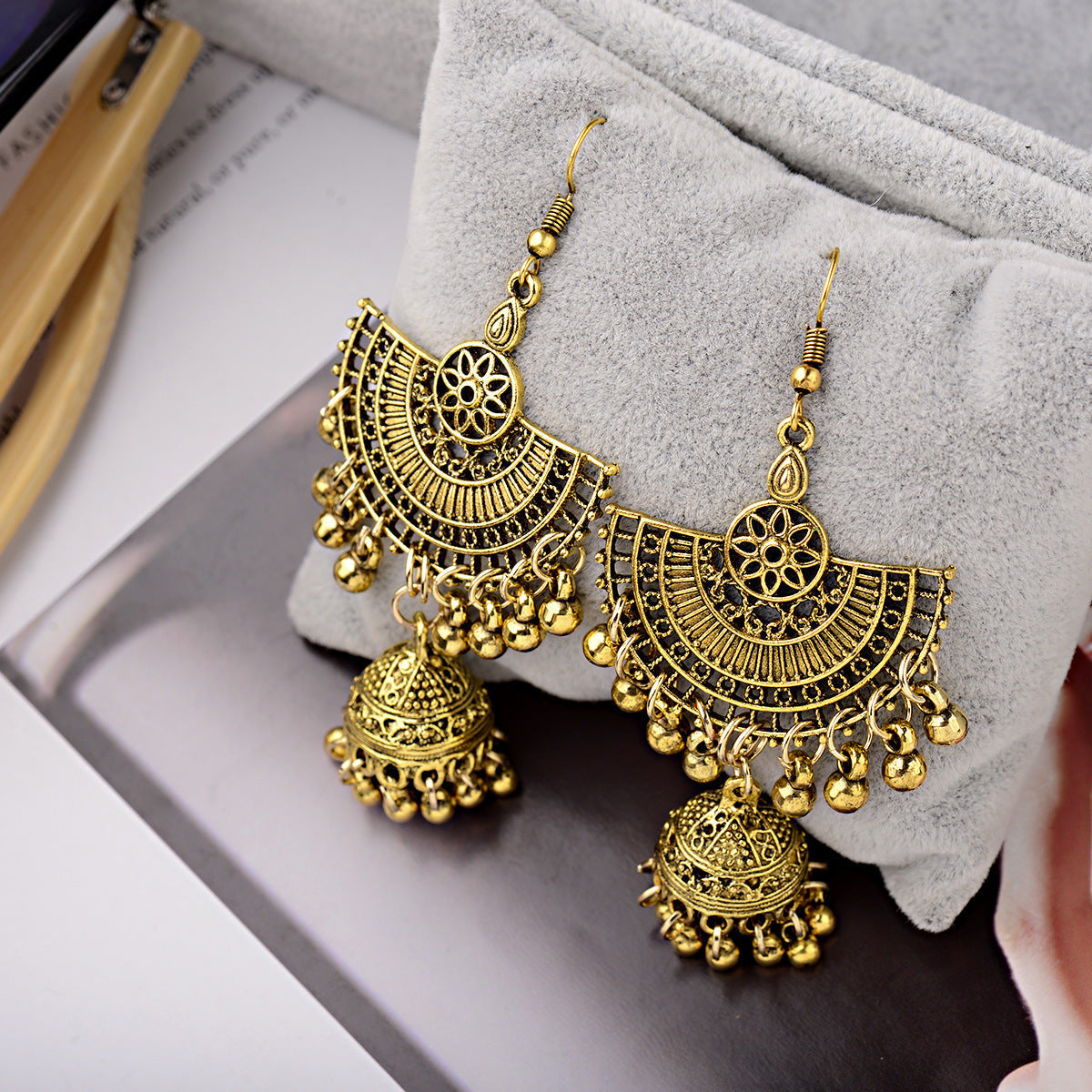 Bell Tassel Earrings Diamond Lens Earrings