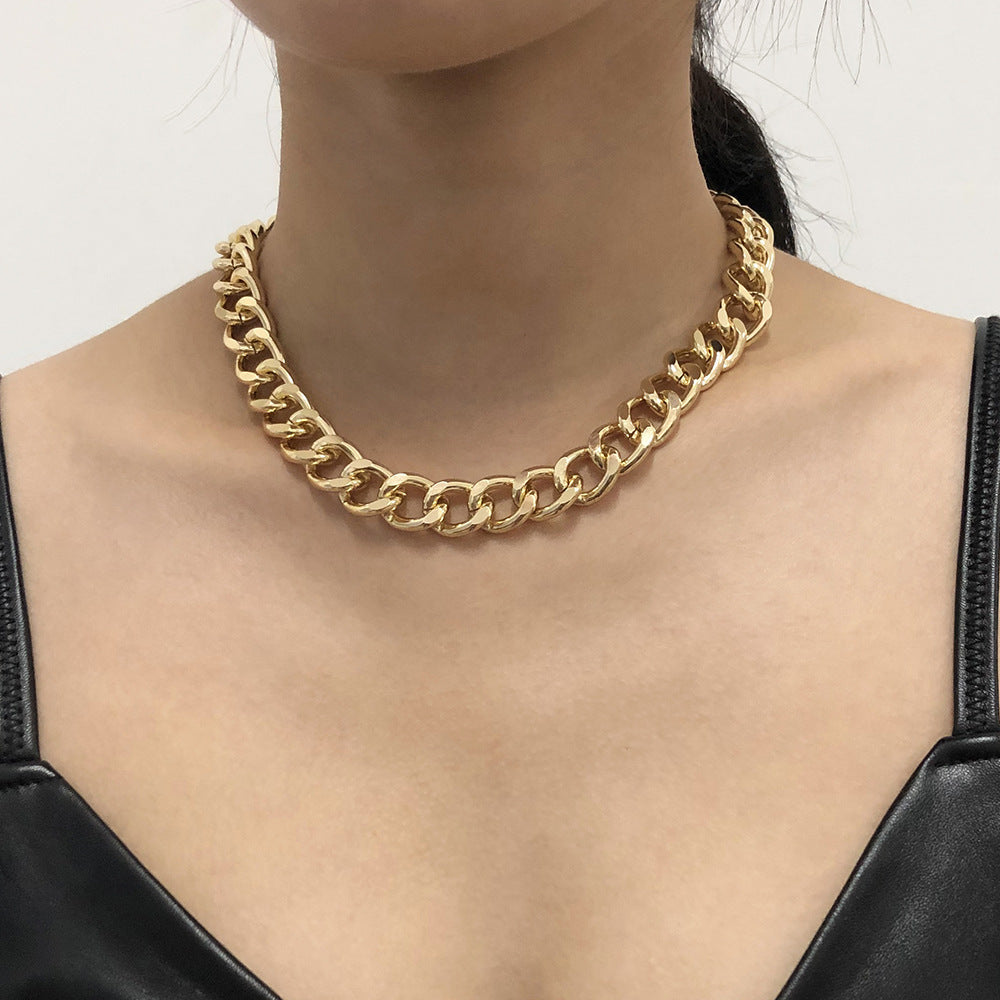 Chunky Thick Lock Choker Chain Necklaces