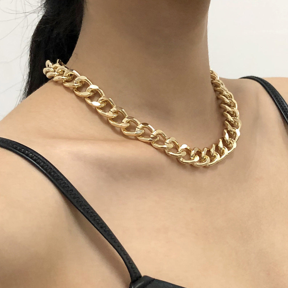 Chunky Thick Lock Choker Chain Necklaces