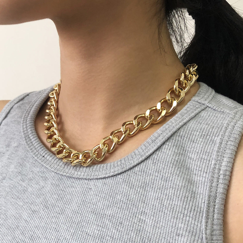 Chunky Thick Lock Choker Chain Necklaces
