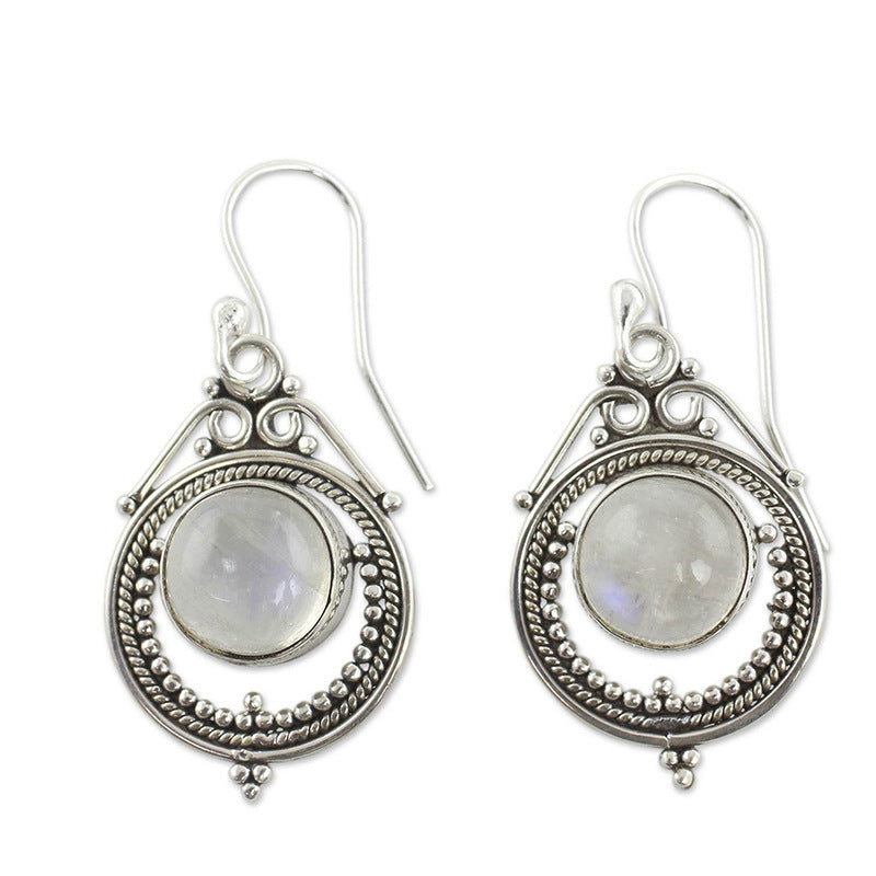 Retro Moon Moonlight Gemstone Earrings