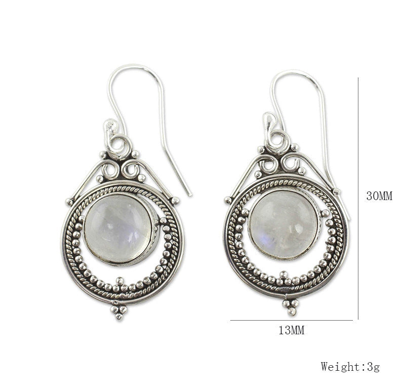 Retro Moon Moonlight Gemstone Earrings