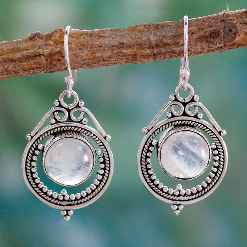 Retro Moon Moonlight Gemstone Earrings