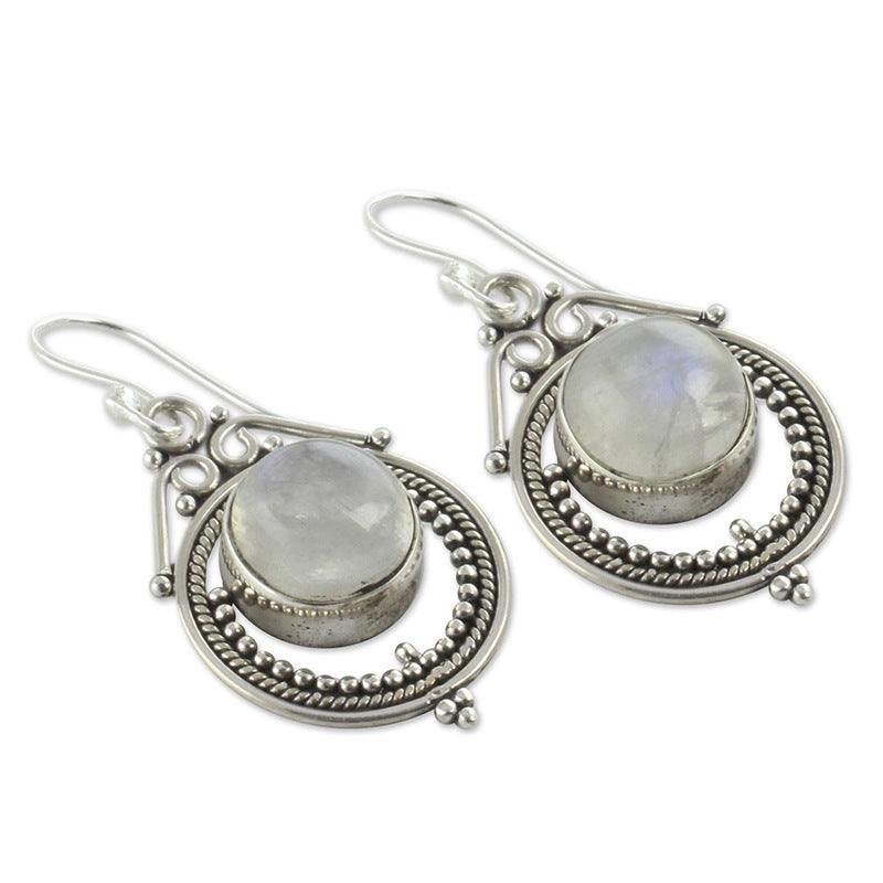 Retro Moon Moonlight Gemstone Earrings