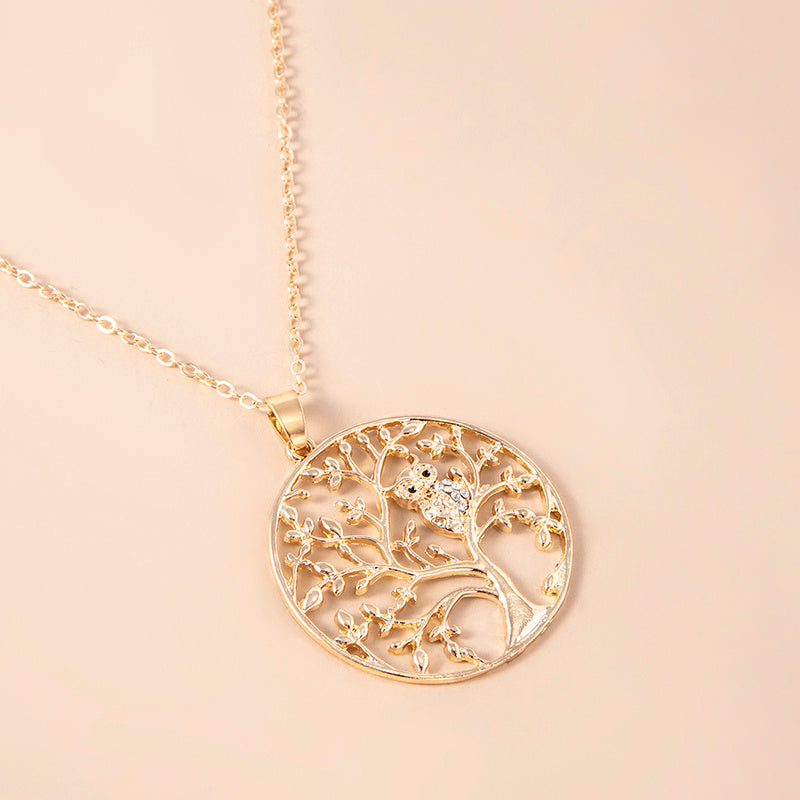 Tree Of Life Necklace Crystal Bird Owl Pendant