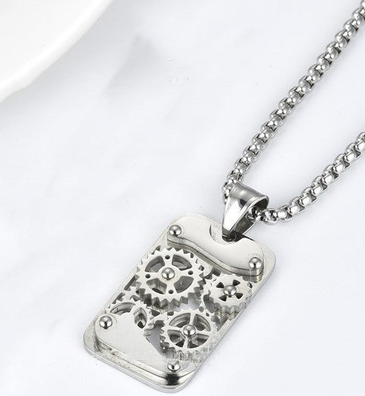Titanium Steel Mechanical Gear Pendant