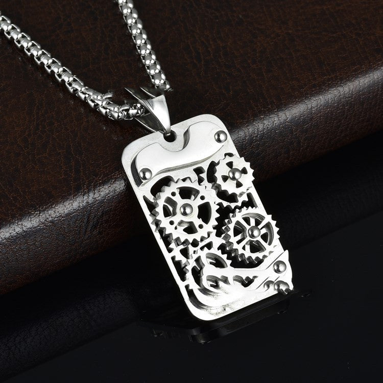 Titanium Steel Mechanical Gear Pendant