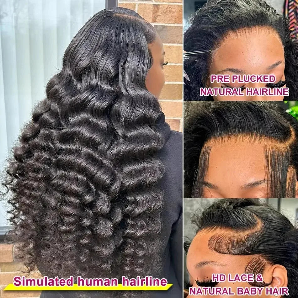 Loose Black Deep Wave HD Lace Frontal Wig