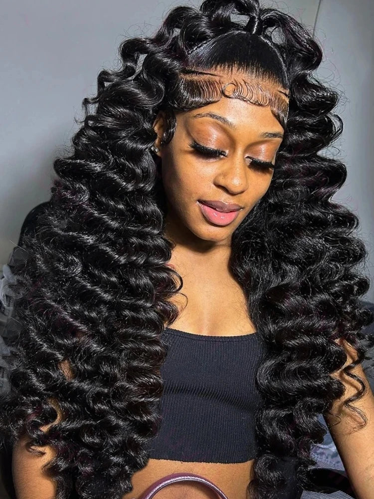Loose Black Deep Wave HD Lace Frontal Wig