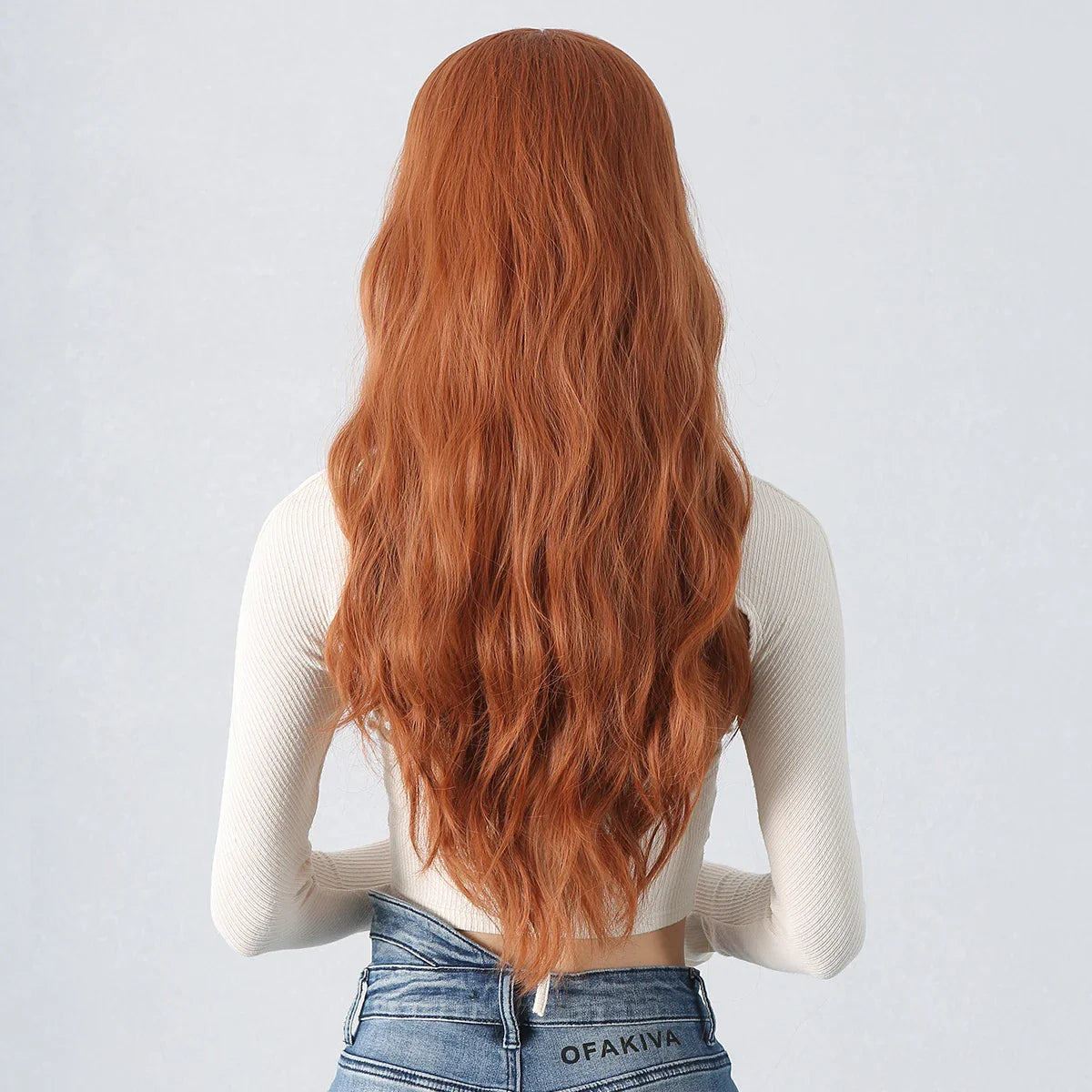 Red Brown Long Fluffy Wavy Synthetic Wigs