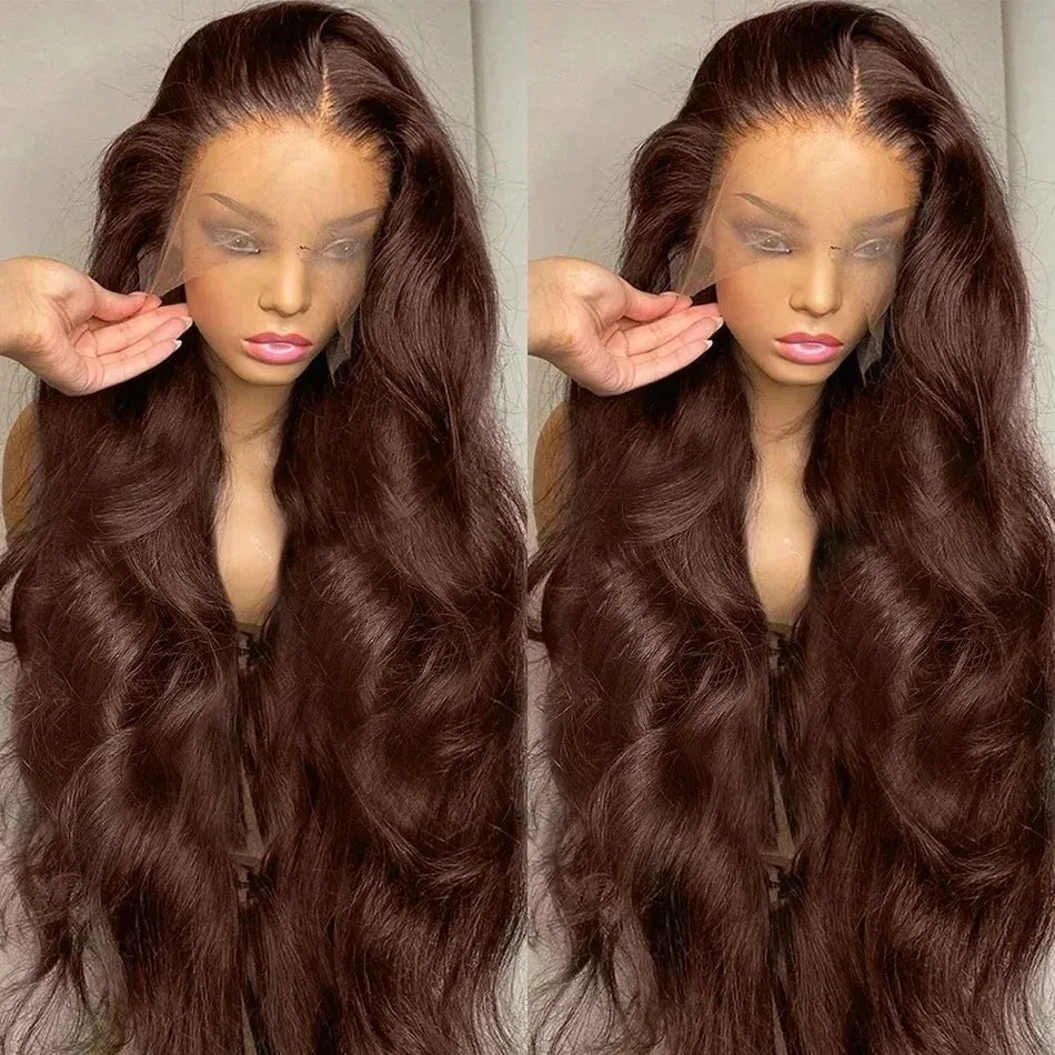 Chocolate Brown Body Wave Lace Front Human Hair Wigs