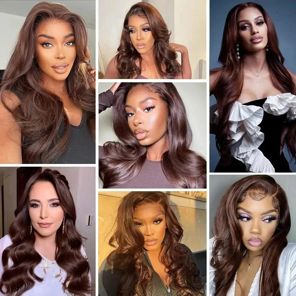 Chocolate Brown Body Wave Lace Front Human Hair Wigs