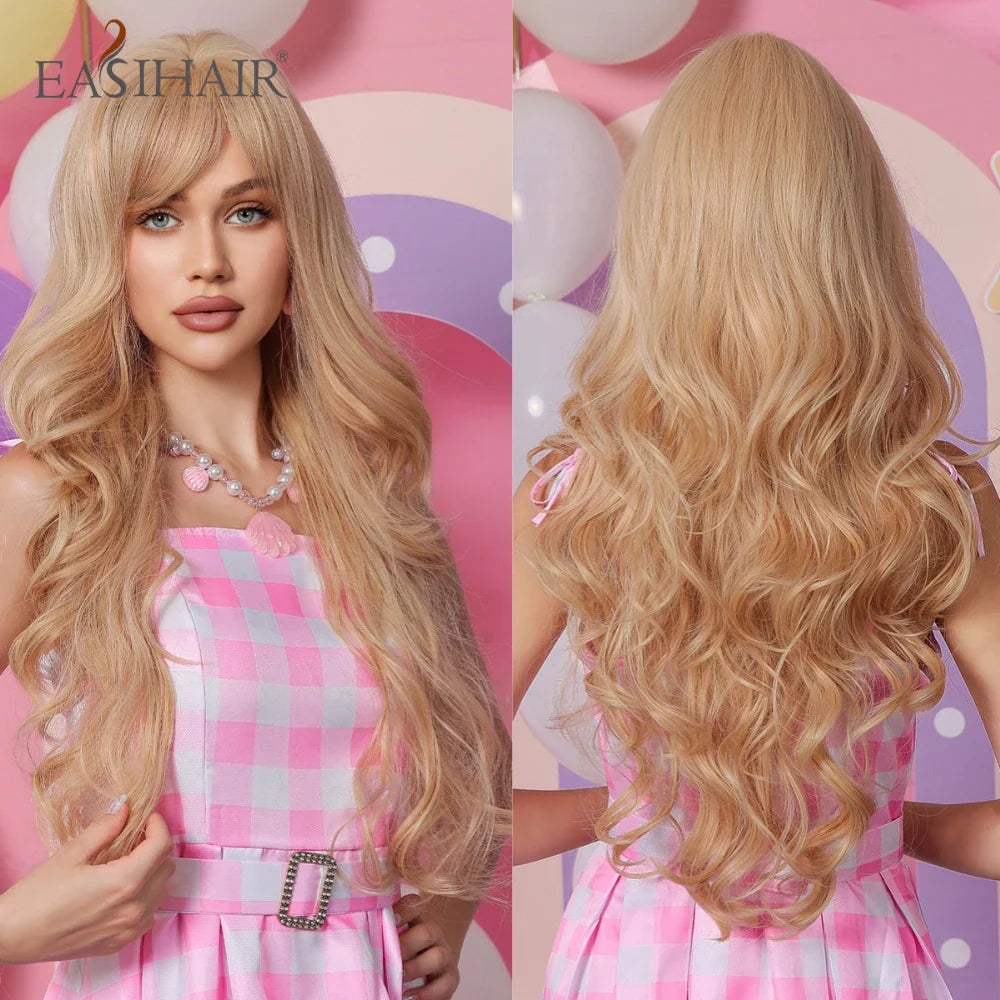 Sandy Blond Wavy Synthetic Wigs