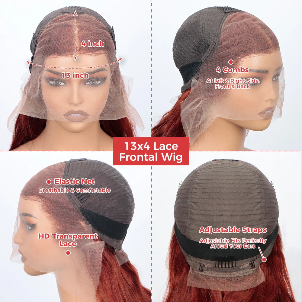 Reddish Brown 13x4 Lace Front Human Hair Wigs