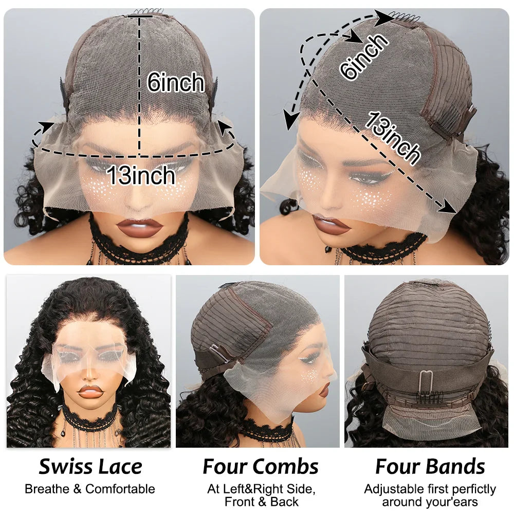 Deep Wave Human Hair Frontal Wigs