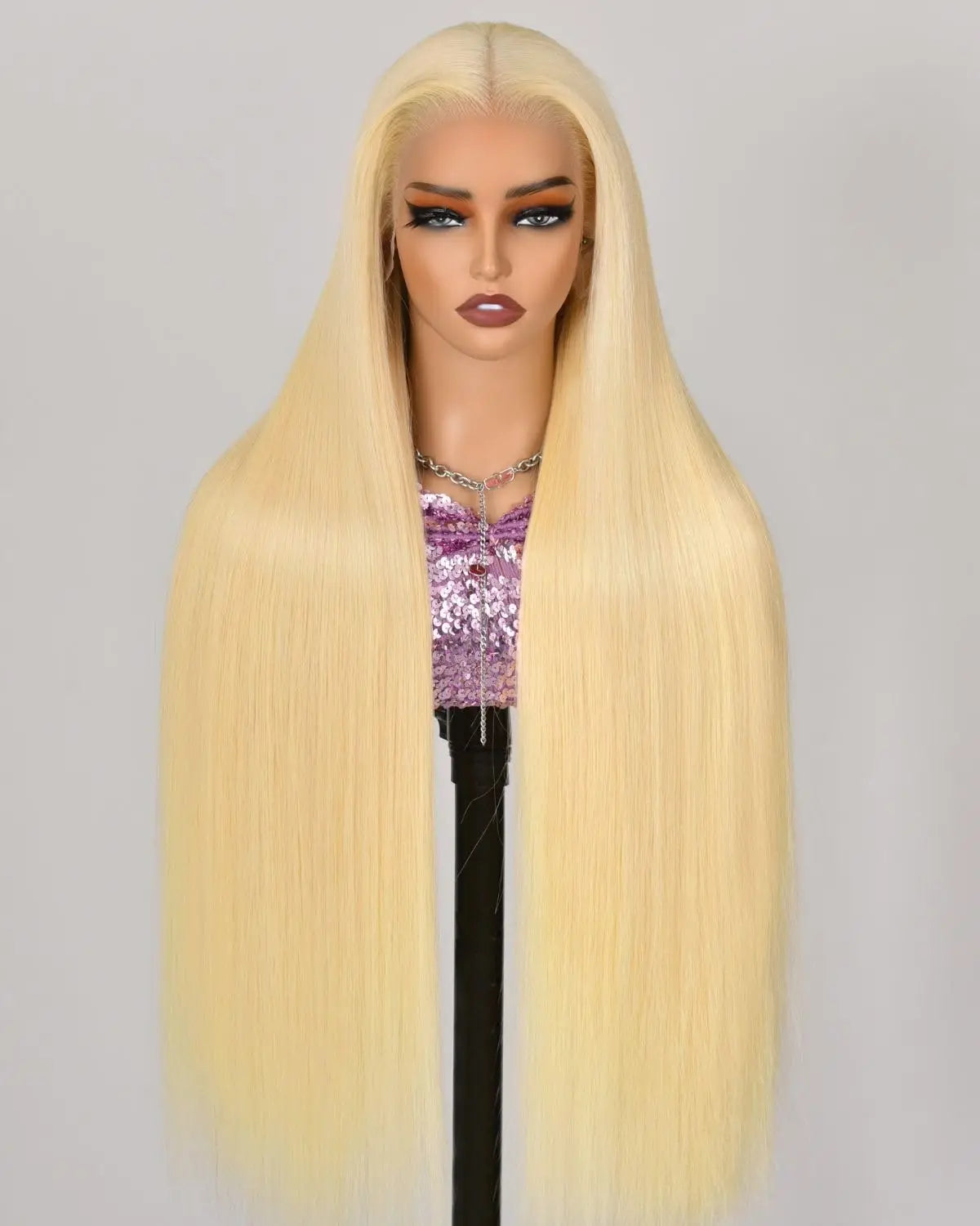 Lace Front Human Hair Blonde Straight Wig
