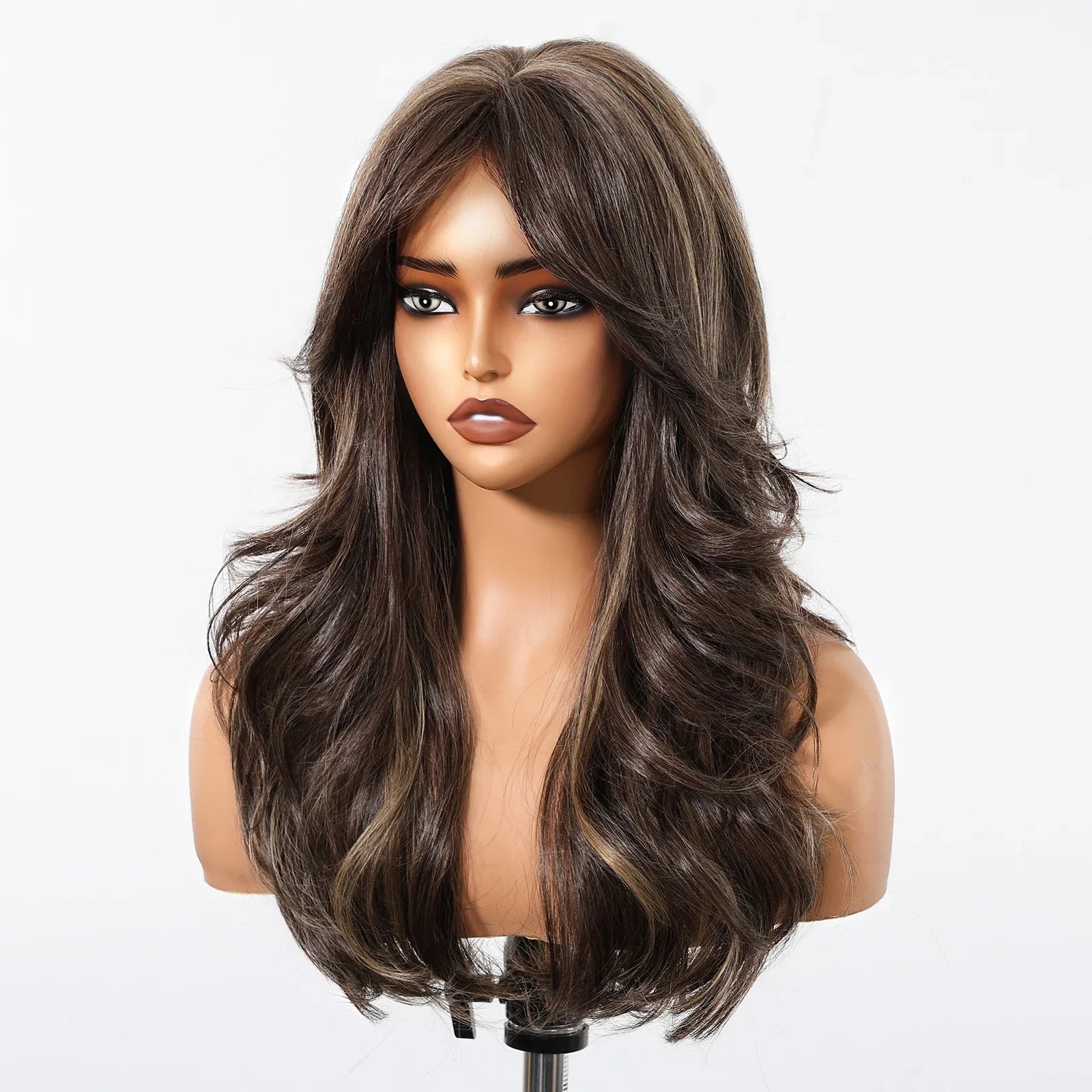 Brown Highlight Synthetic Wigs