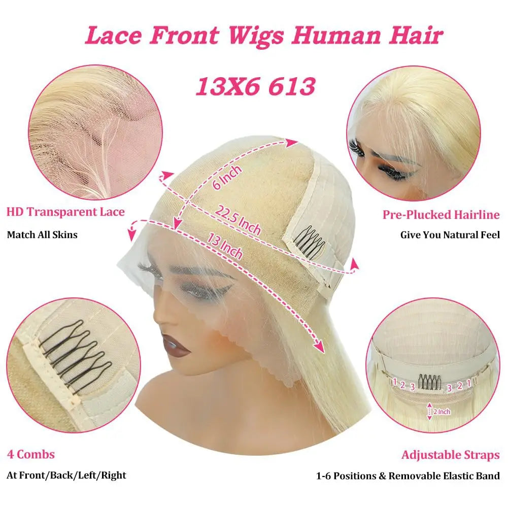 Lace Front Human Hair Blonde Straight Wig