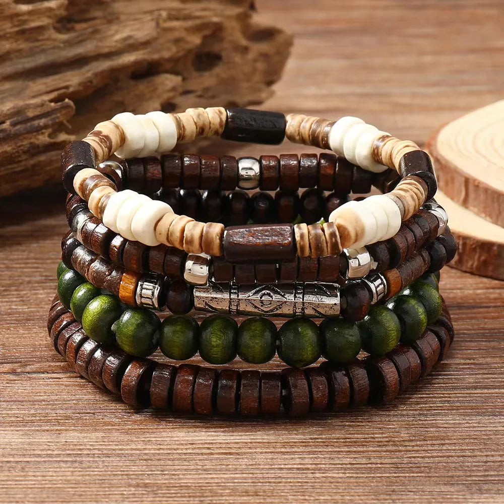 Cross Life Tree Vintage Bronze Ethnic Beads Bracelets
