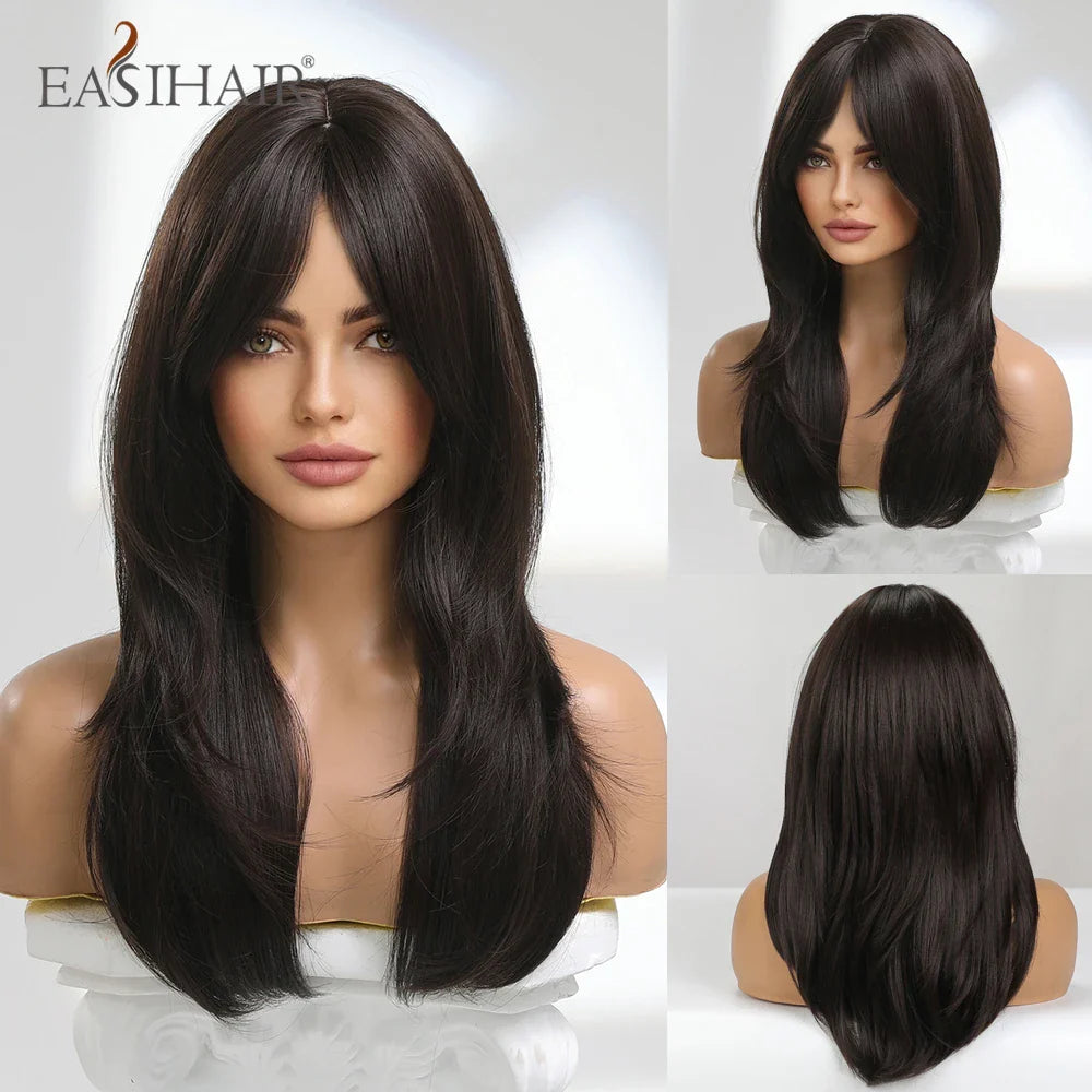 Blonde Golden Long Straight Synthetic Wigs