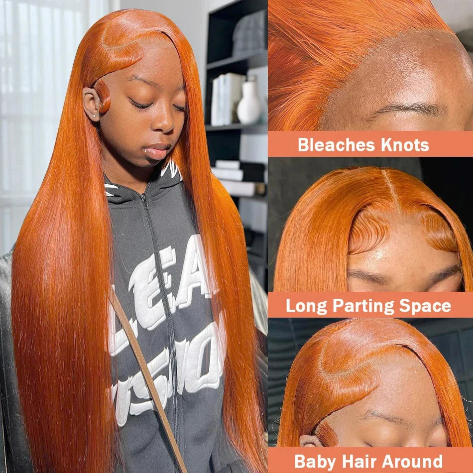 Straight Ginger Orange Human Hair Wig
