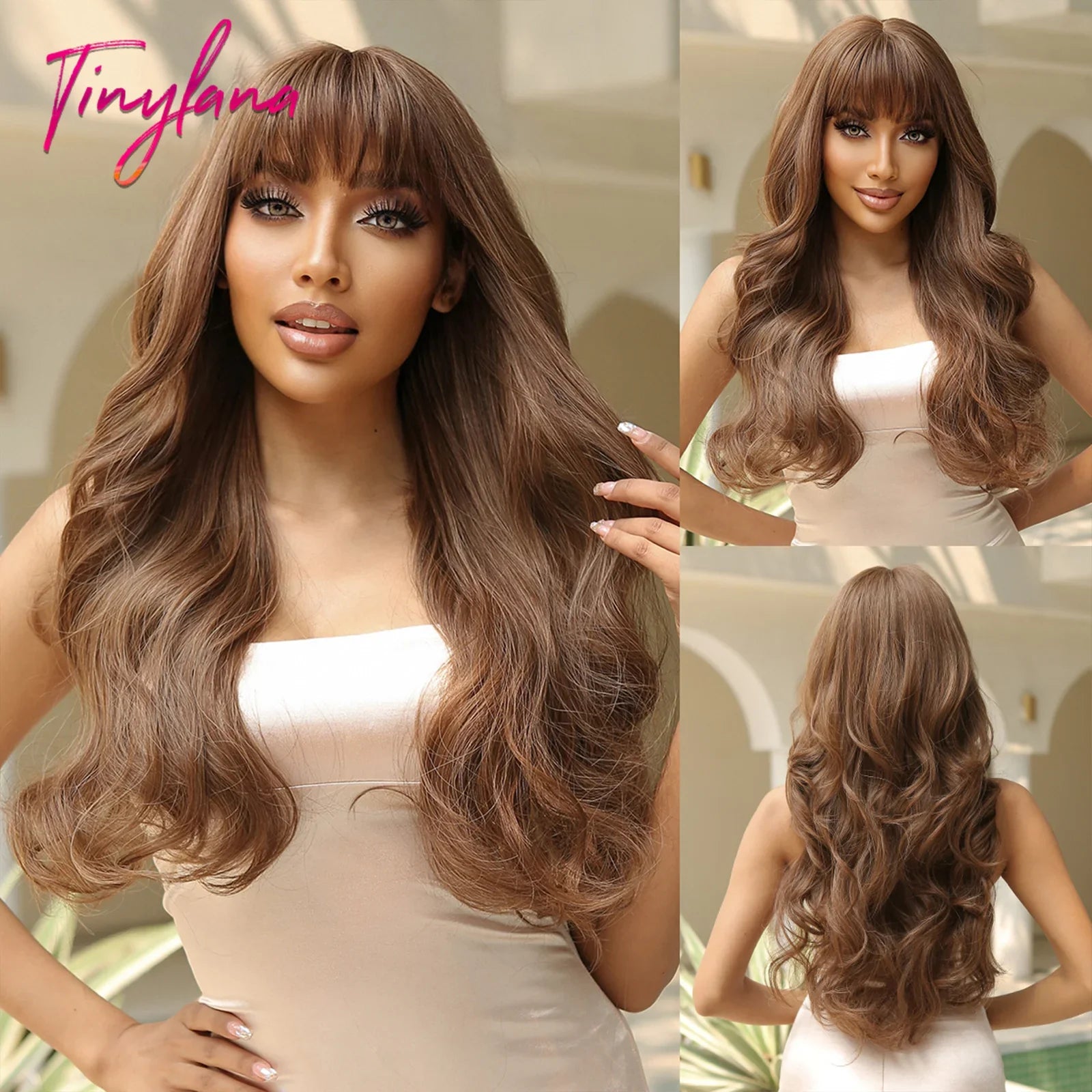Super Long Curly Chocolate Brown Synthetic Hair Wigs