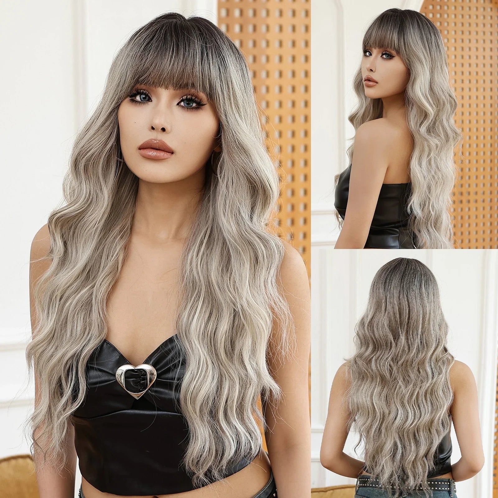 Copper Ginger Long Wavy Synthetic Wigs