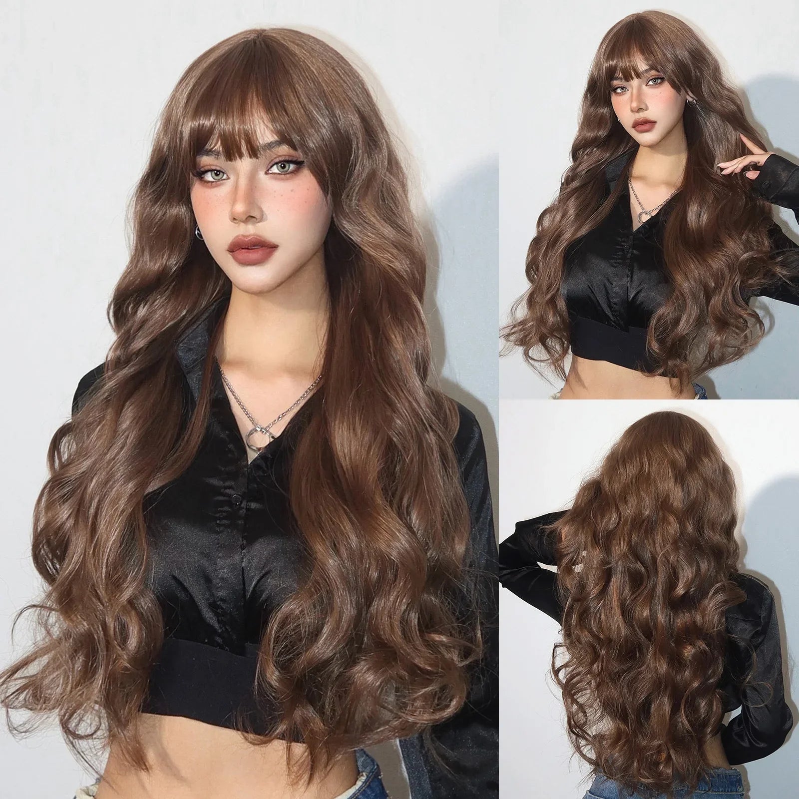 Copper Ginger Long Wavy Synthetic Wigs
