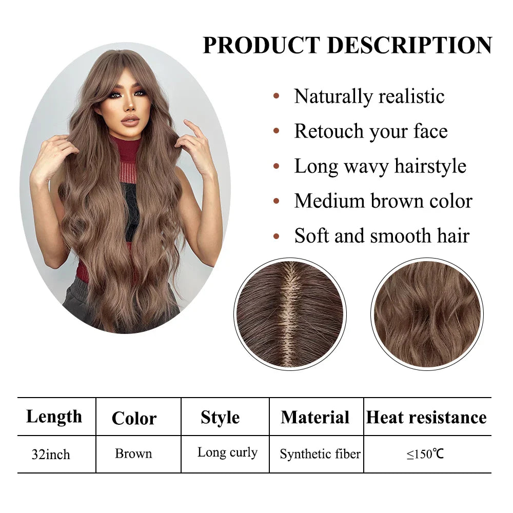 Super Long Curly Chocolate Brown Synthetic Hair Wigs
