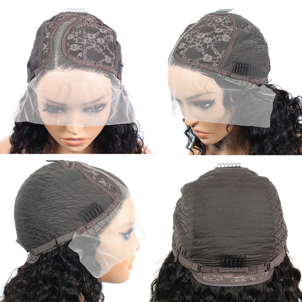 Black Curly Deep Water Curly Wigs
