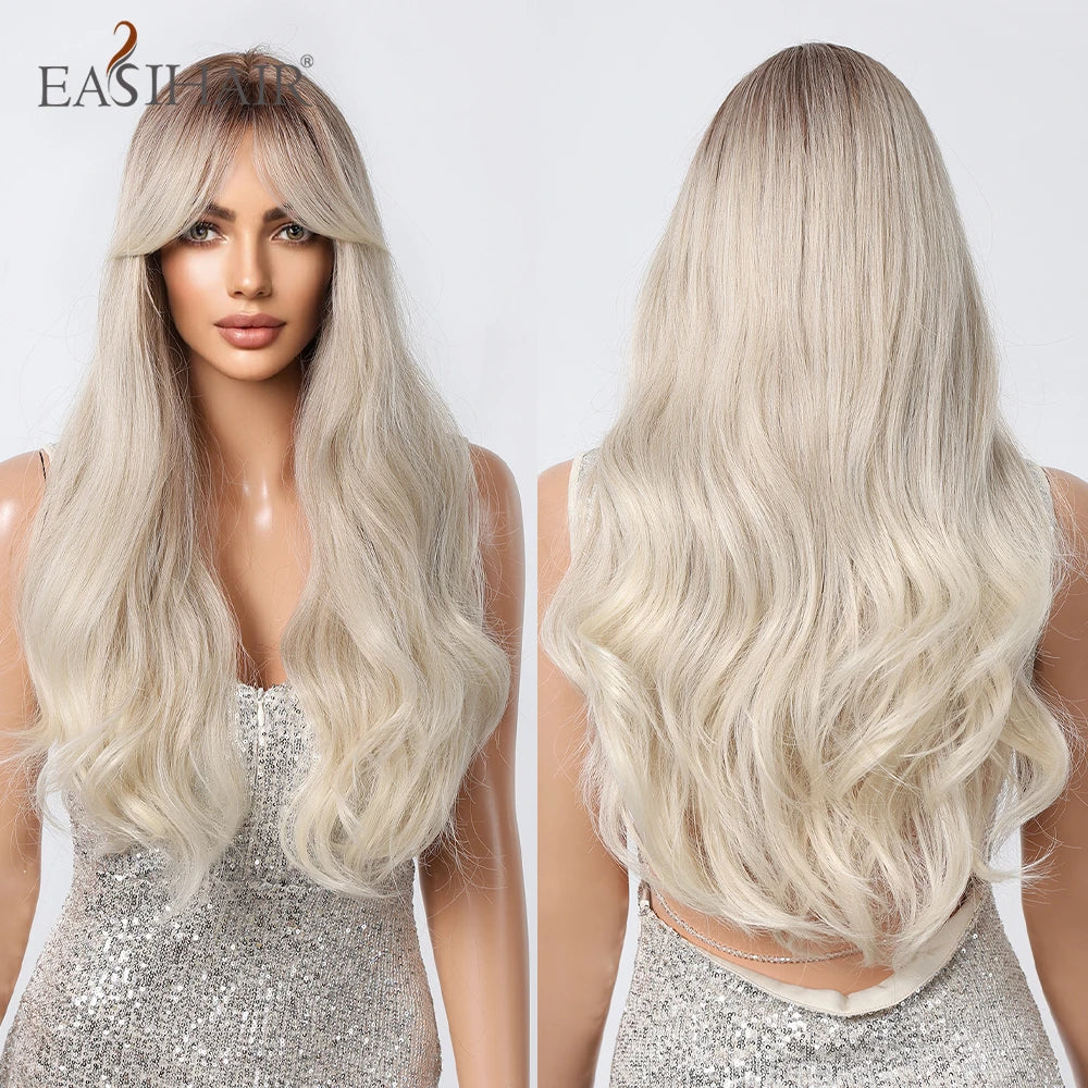 Sandy Blond Wavy Synthetic Wigs