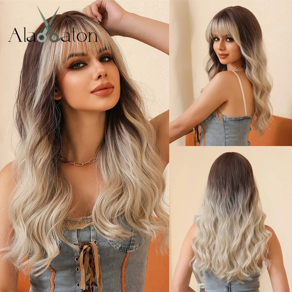 Brown Highlight Synthetic Wigs