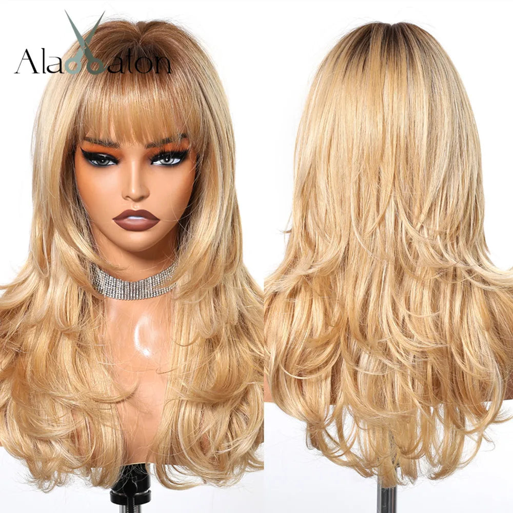 Brown Highlight Synthetic Wigs