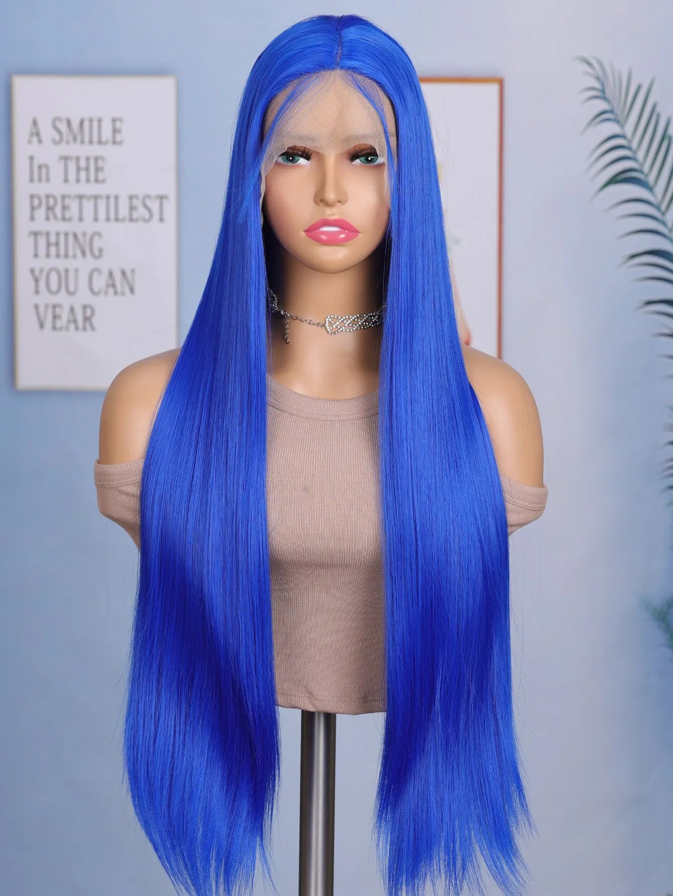 24 Inch Straight Lace Front Black Color Synthetic Hair Wigs