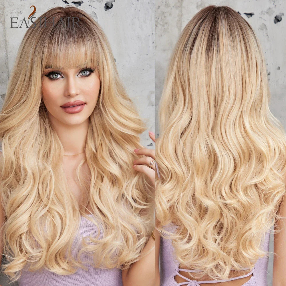 Sandy Blond Wavy Synthetic Wigs