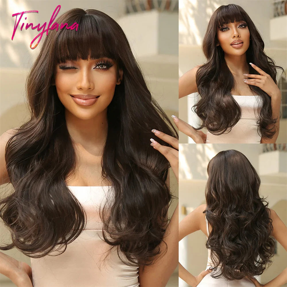 Super Long Curly Chocolate Brown Synthetic Hair Wigs
