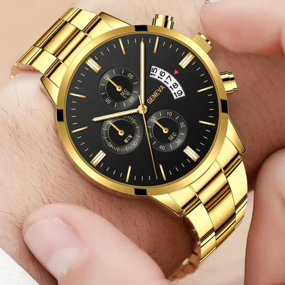 Leisure Black Stainless Steel Watch