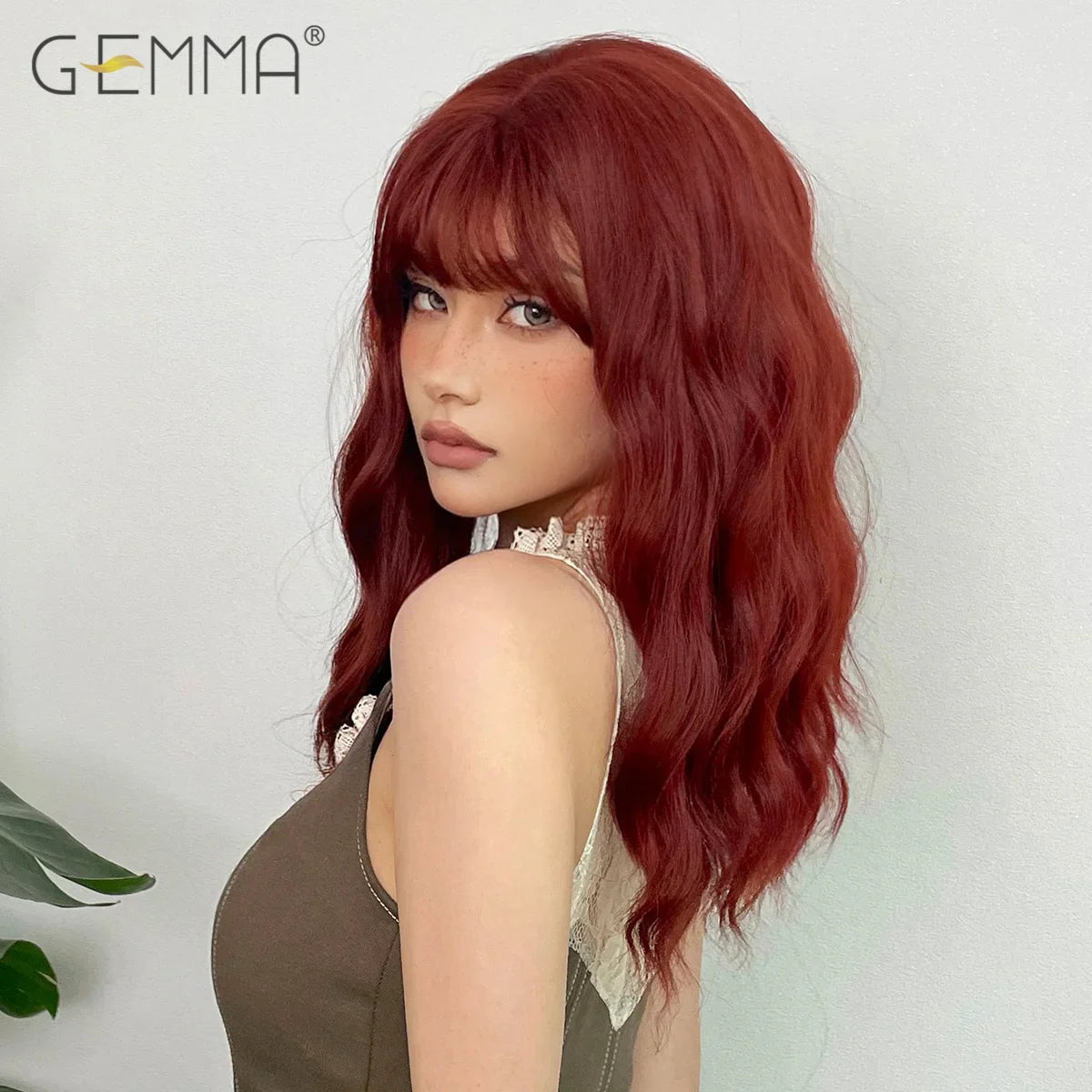 Red Brown Curly Wig