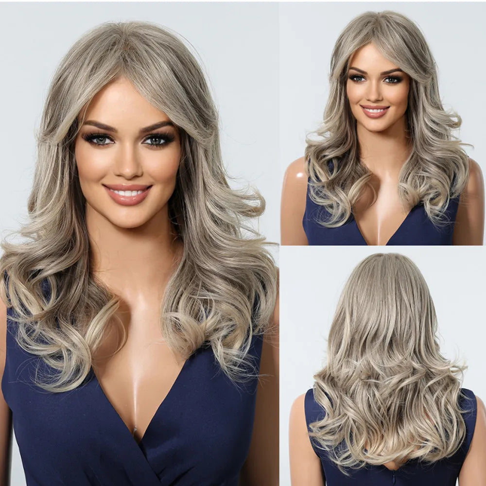 Brown Highlight Synthetic Wigs