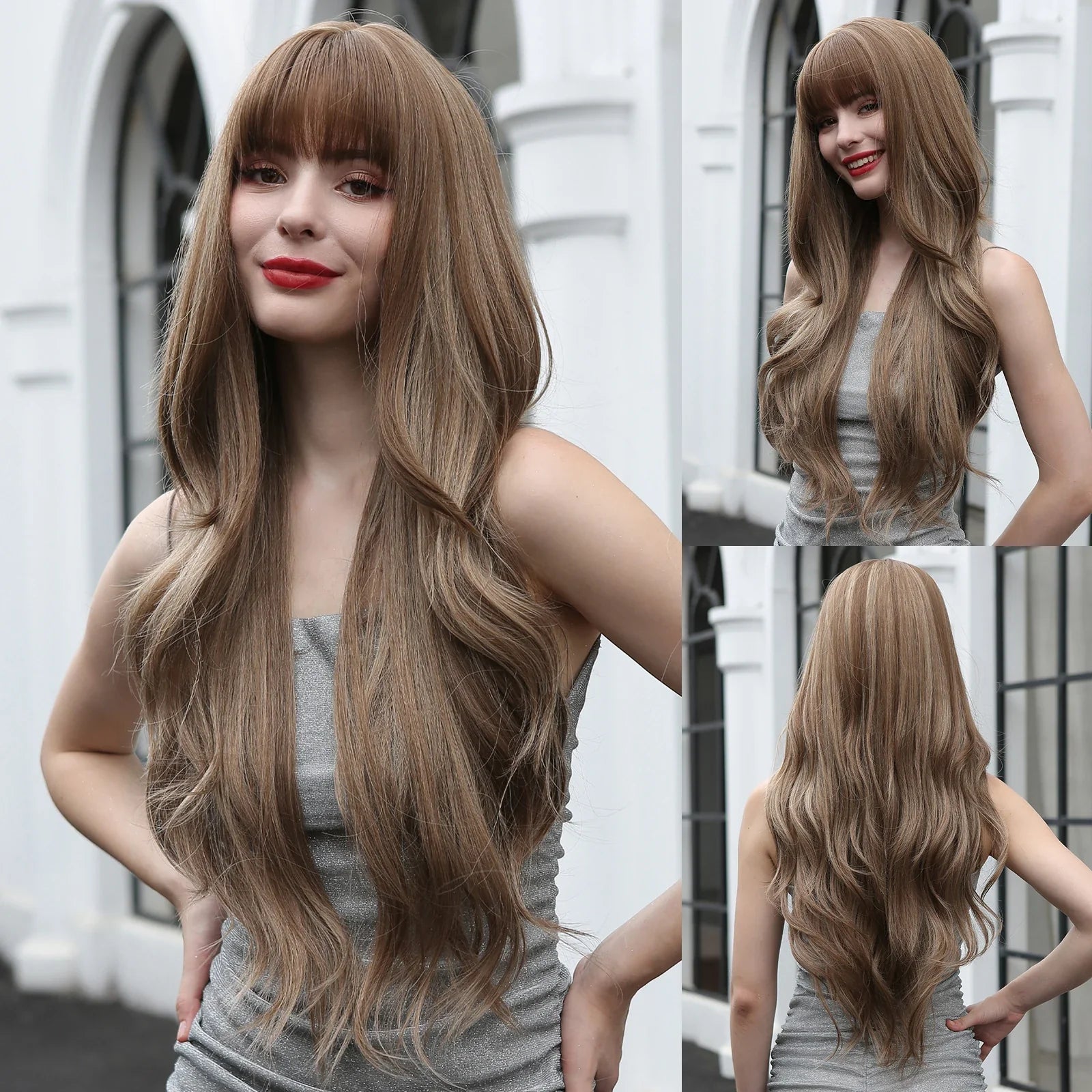 Copper Ginger Long Wavy Synthetic Wigs