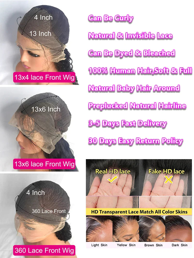 Deep Wave Lace Front Curly Hair Wigs