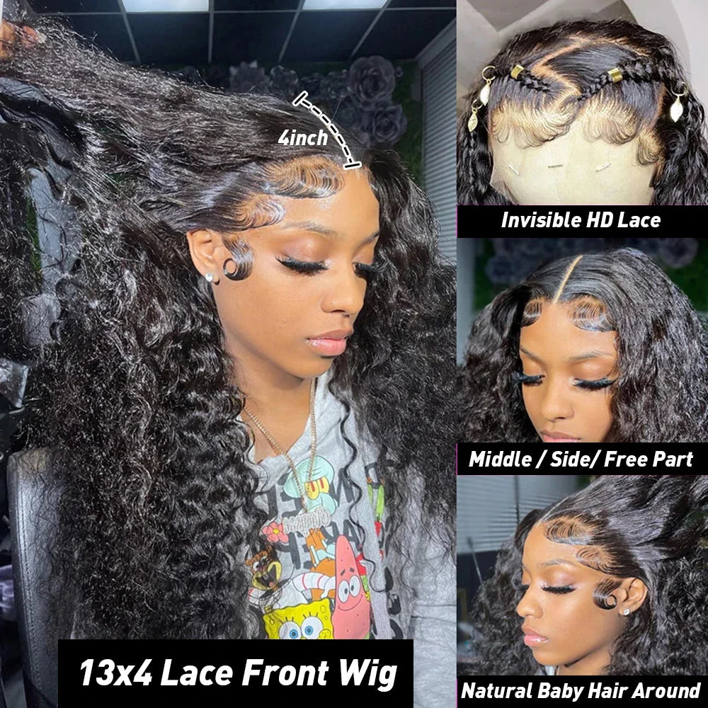 Deep Wave Human Hair Frontal Wigs