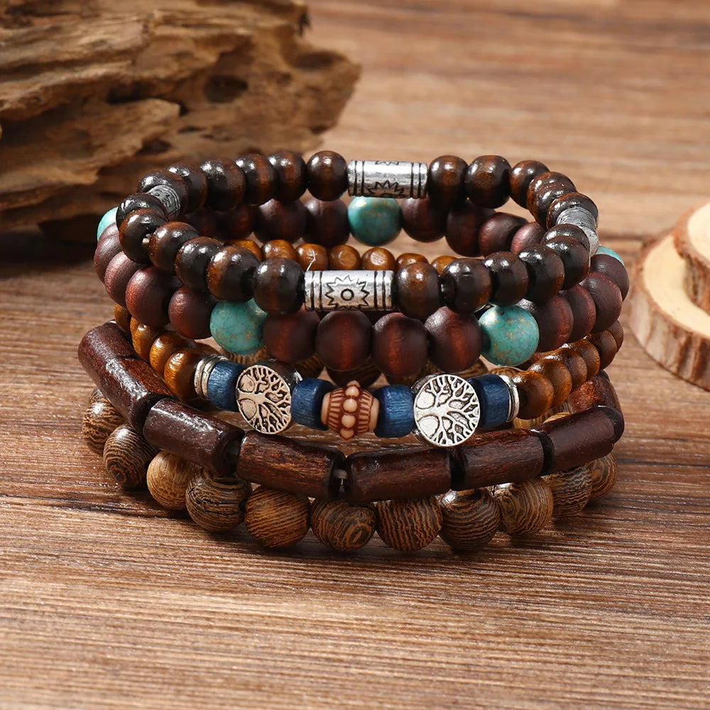 Cross Life Tree Vintage Bronze Ethnic Beads Bracelets