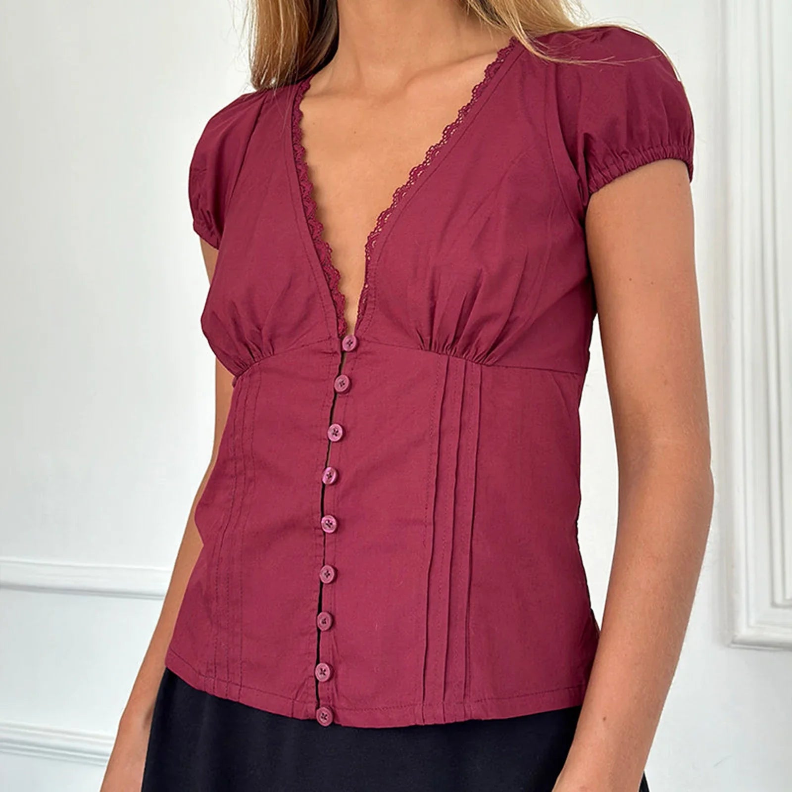 Solid Casual Sweet Crop Tops