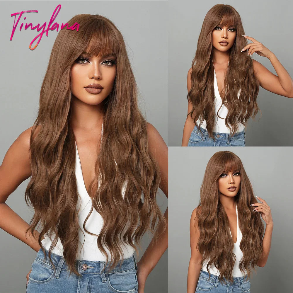 Super Long Curly Chocolate Brown Synthetic Hair Wigs