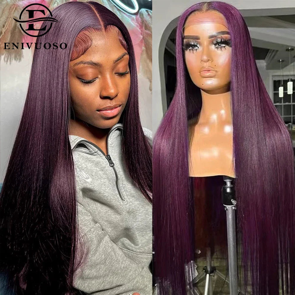 Reddish Brown Silky Straight Synthetic Lace Front Wigs