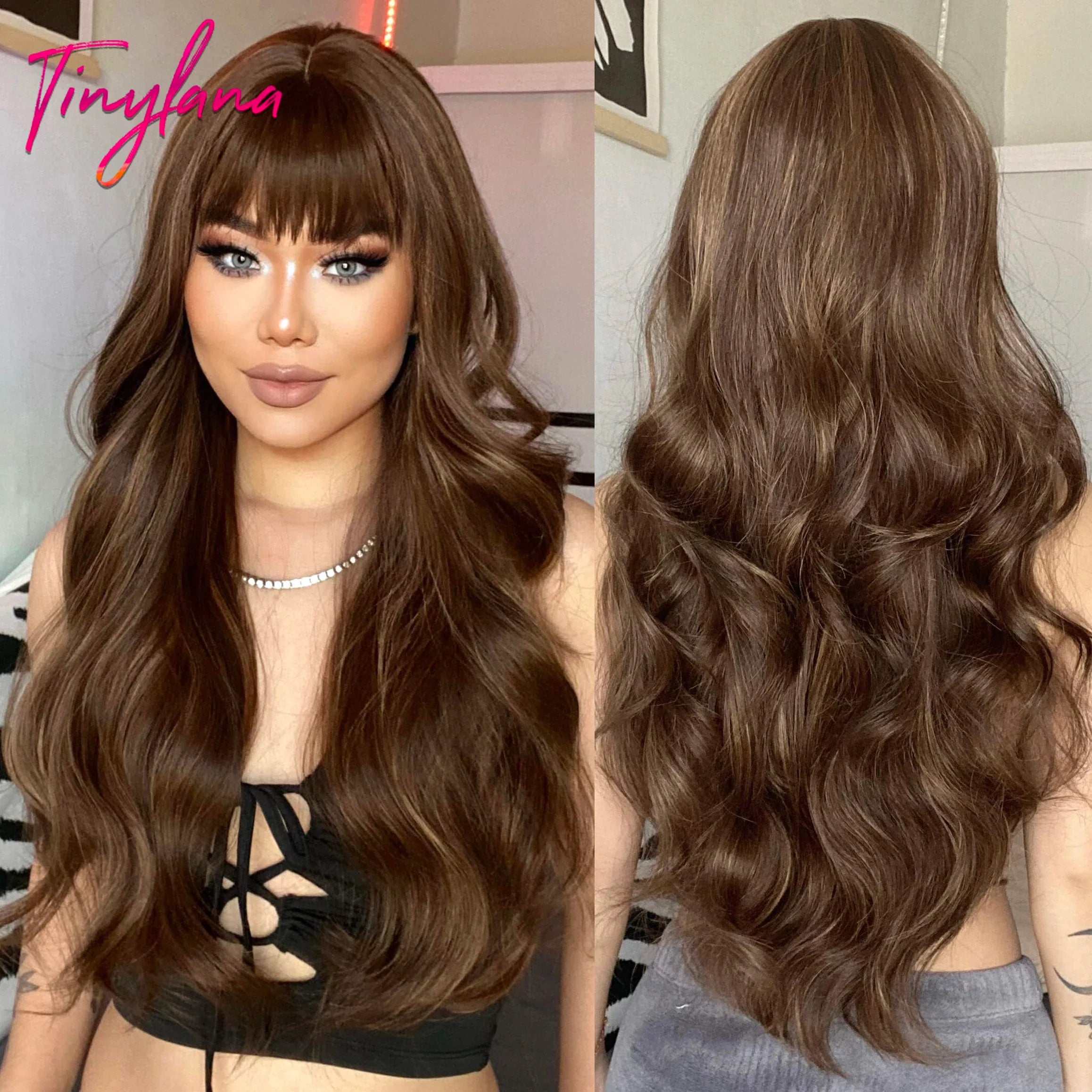 Super Long Curly Chocolate Brown Synthetic Hair Wigs