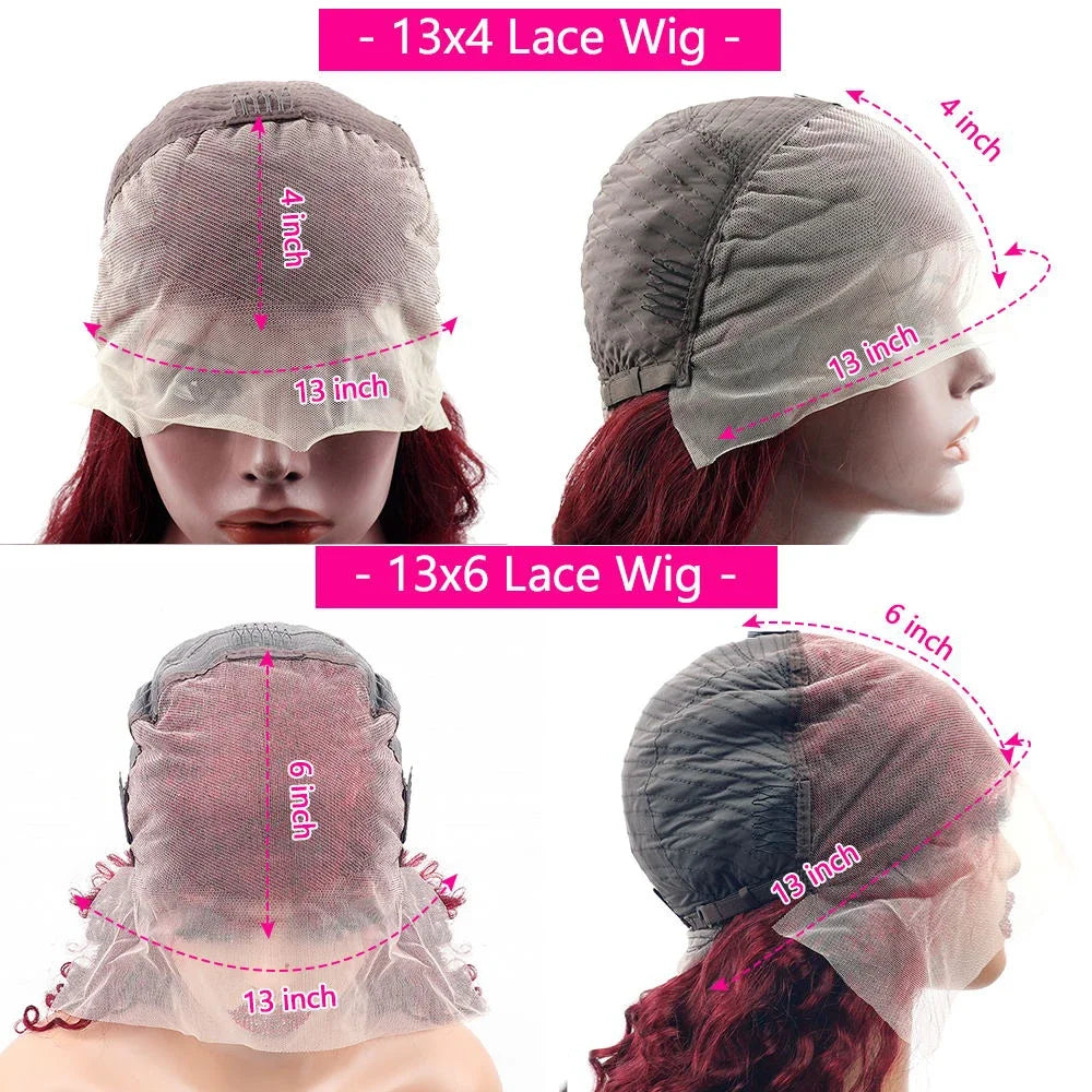 Straight Burgundy Transparent Full Lace Frontal Wig